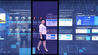聚量集團虛擬講解員滑軌屏展示