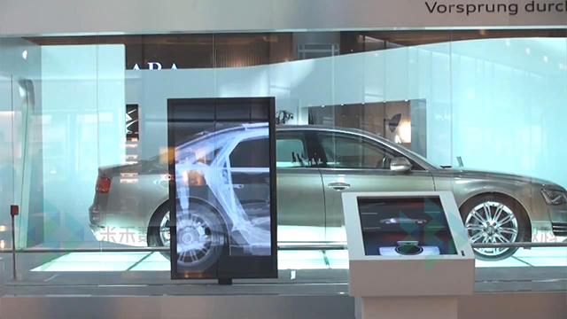 汽車零部件透明滑軌屏展示